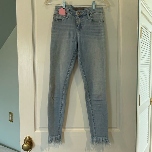 Joe's Jeans Denim - Joe's Jeans Light Blue Cropped Frayed Hem Jeans